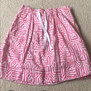 Pink and white patterned skirt